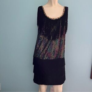 CALIFORNIA COSTUMES Womens Multi Sequin Fringe FLAPPER DRESS. Size Small